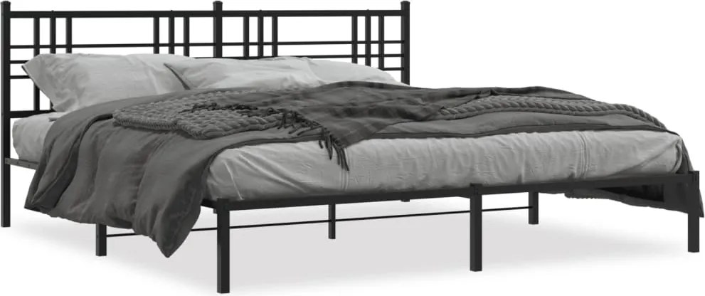 vidaXL fekete fém ágykeret fejtámlával 183 x 213 cm