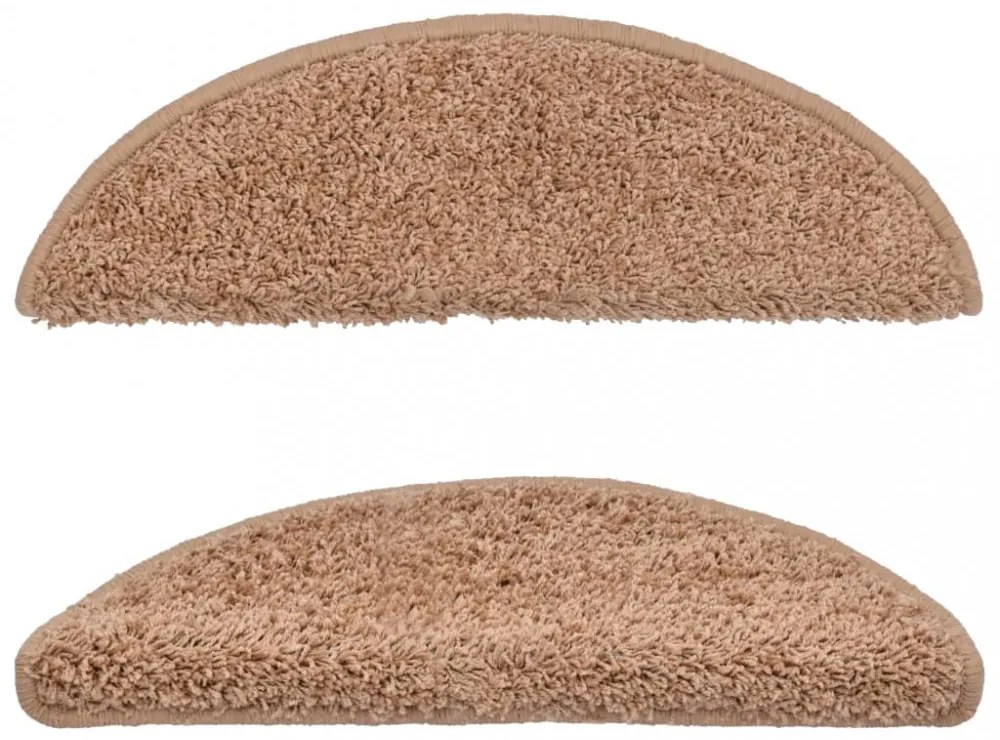 10 db bézs színű, félkör alakú lépcsőszőnyeg 56 x 17 x 3 cm