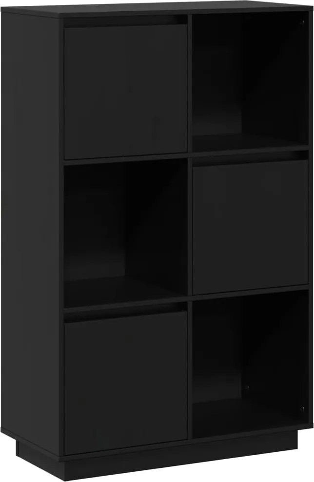 vidaXL fekete tömör fenyőfa magasszekrény 74x35x117 cm