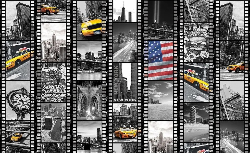Háttérkép New York film taxi fekete-fehér város Amerika szelleme 200x140