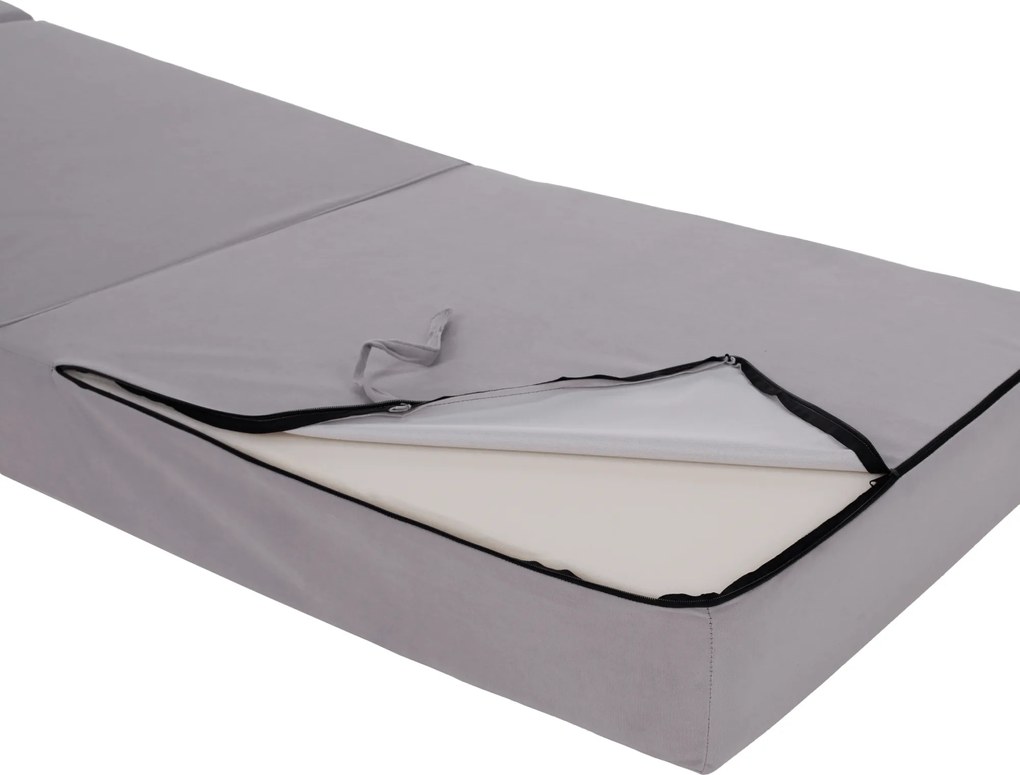 Összecsukható matrac/fotel, 2v1, világosszürke, PELOS