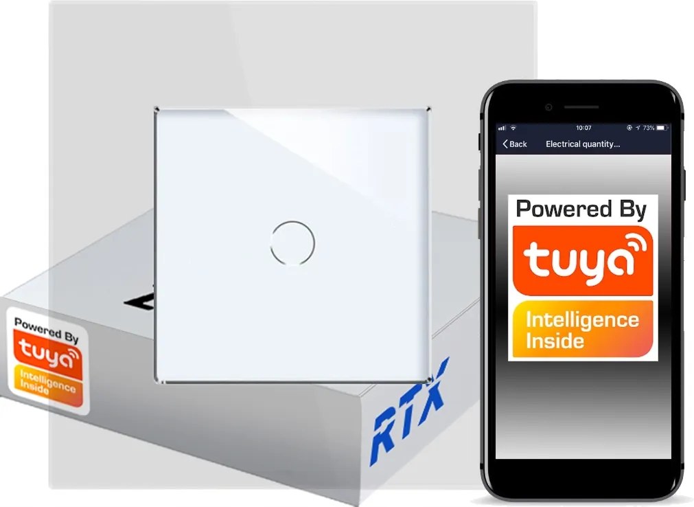 Érintőkapcsoló 1 áramkör ZigBee Tuya Rtx Sh# N nélkül