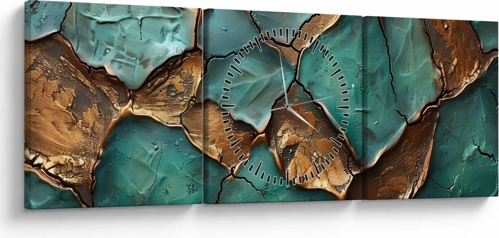 Kép - Zöld-arany festés (órával) (90x30 cm)