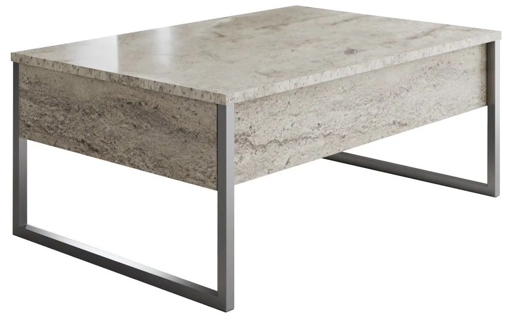 Dohányzóasztal Luxe - Travertine, Silver