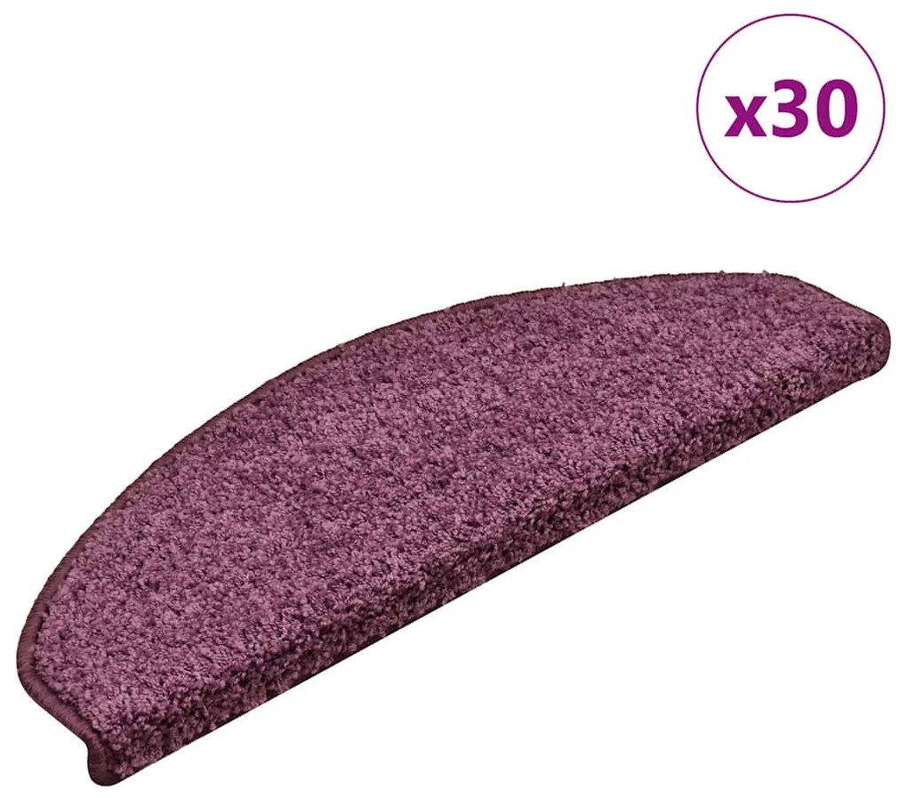 vidaXL 30 db sötétlila lépcsőszőnyeg 65x21x4 cm