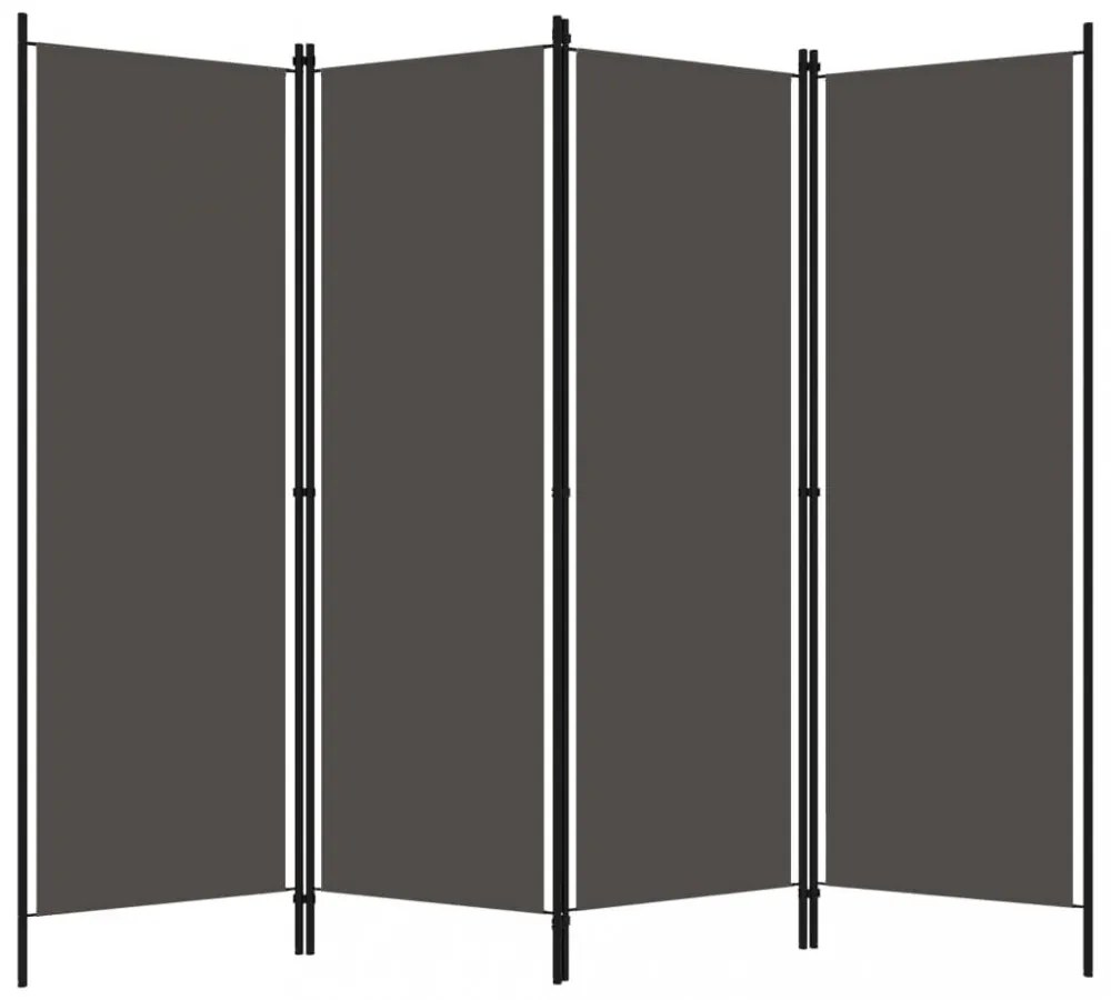 antracitszürke 4 paneles paraván 200 x 180 cm