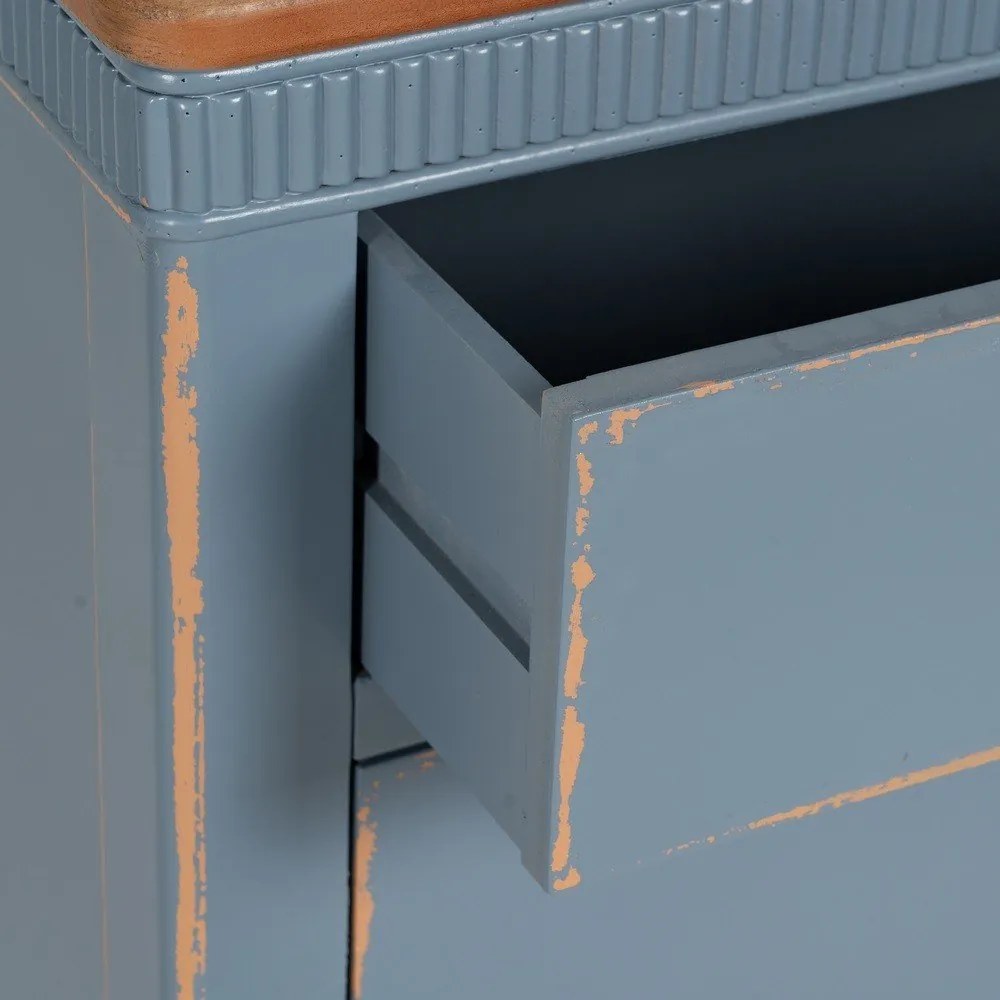 Kék jegenyefenyő alacsony komód 115x90 cm Shabby – Ixia