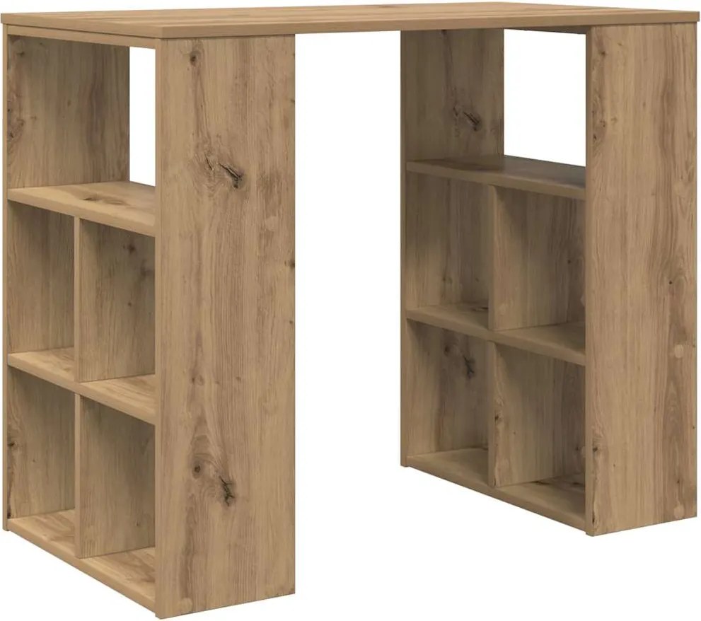 vidaXL Asztal polcokkal Artisan tölgy 90 x 50 x 75 cm Faanyag