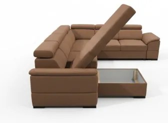Ággyá alakítható ülőgarnitúra GRANADA, univerzális U-alakú sarokkal és tárolóhellyel, barna