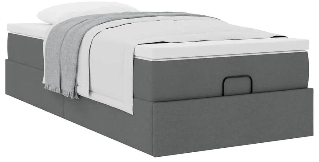 Ottomán ágykeret matraccal sötétszürke 80x200cm szövet