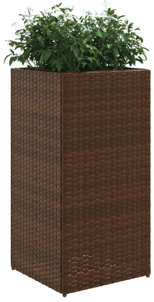 barna polyrattan kerti ültetőláda 40x40x80 cm