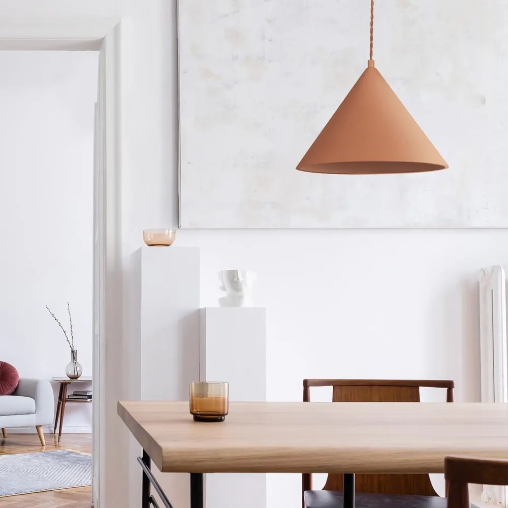 Téglavörös függőlámpa kő búrával ø 30 cm Vilma – SULION