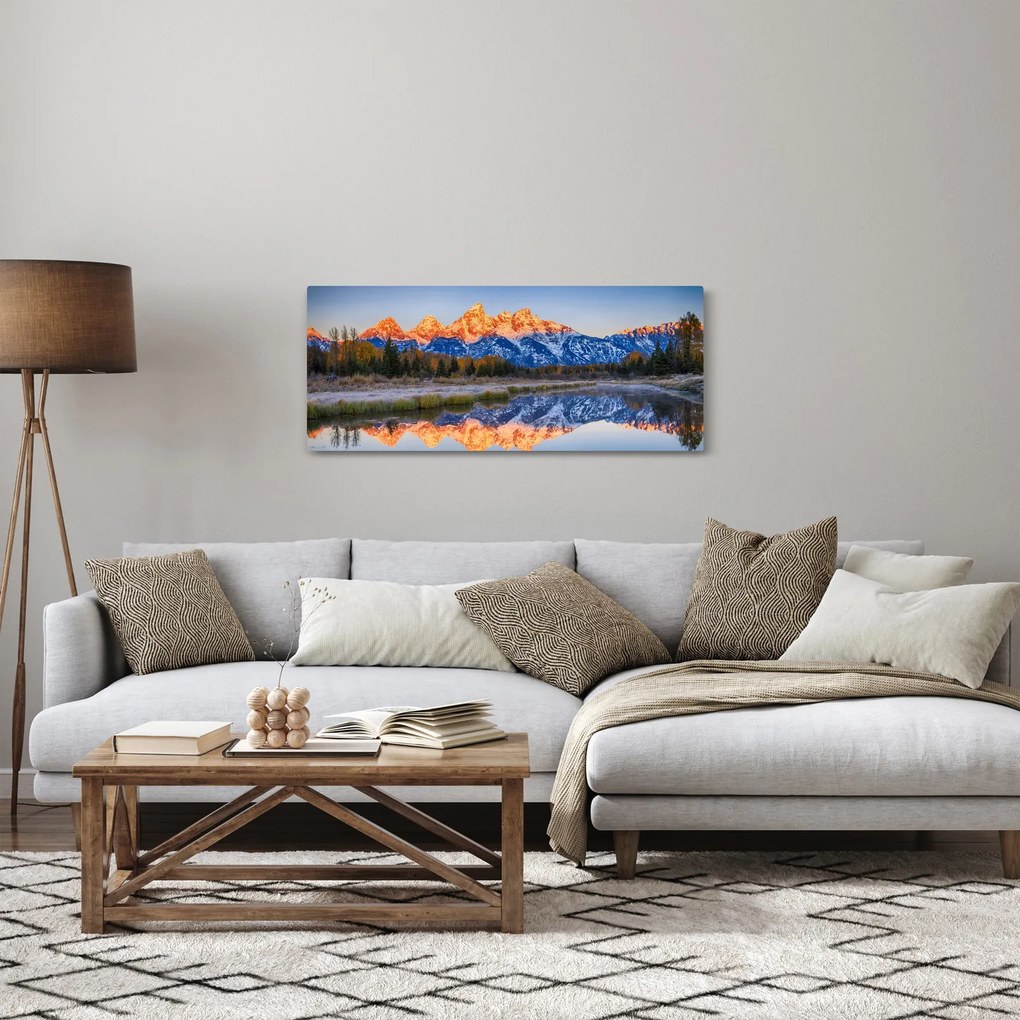 A havas hegycsúcsok képe (120x50 cm)