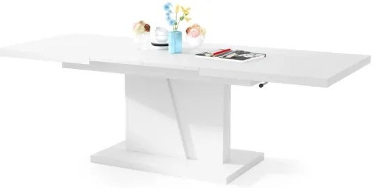 NINO fehér, kihúzható, emelhető lapos konferencia- és étkezőasztal