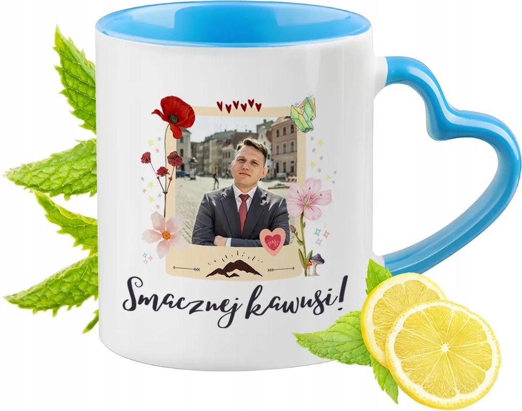 Sławomir Mentzen Kék Bögre Szív Alakú Füllel Ajándék