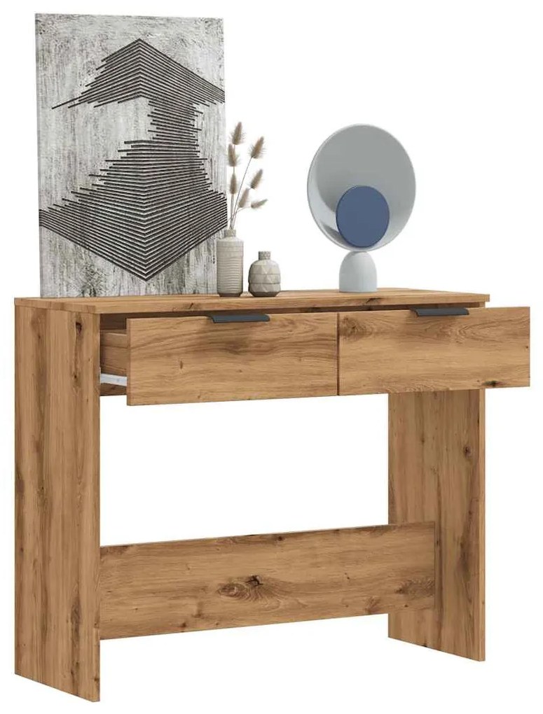 kézműves tölgy színű szerelt fa dohányzóasztal 90x36x75 cm