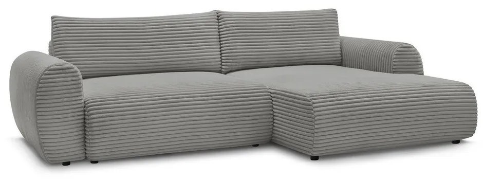 Sötétszürke kordbársony kinyitható sarokkanapé (jobb oldali) Lucien – Bobochic Paris