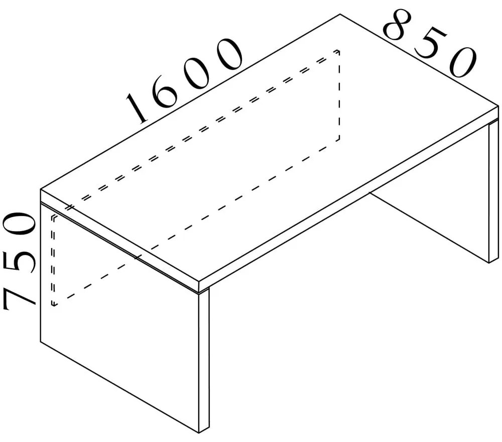 Lineart asztal 160 x 85 cm, sötét szilfa