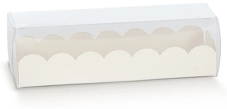 Macaron doboz, áttetsző tetővel, 160×50×50cm, fehér, közepes
