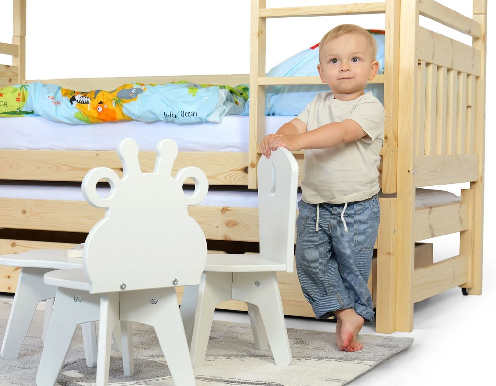 Wilsondo PETRA 5 emeletes ágy pótággyal - natúr borovi Méret: 180x80