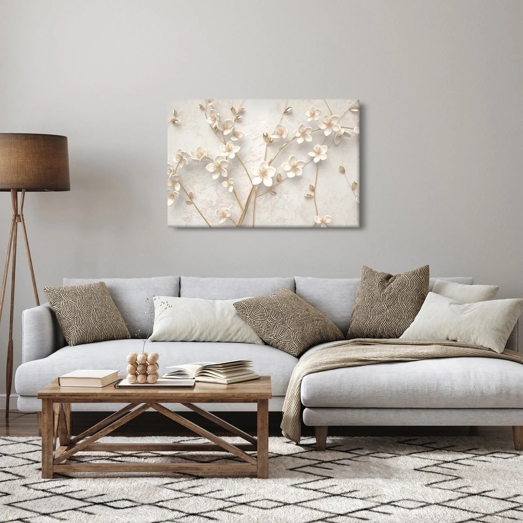 Kép - Arany virág - absztrakt (90x60 cm)