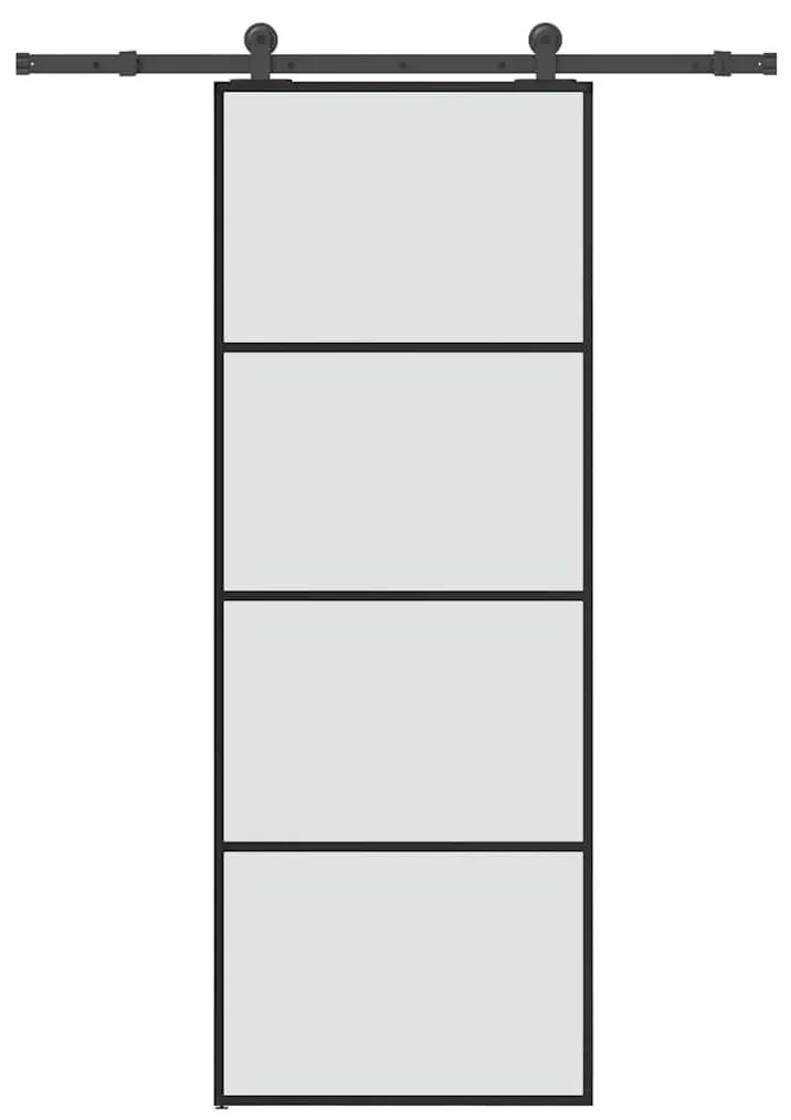 ESG üveg és alumínium tolóajtó fémszerelvény-szettel 76x205 cm