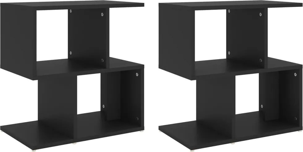 vidaXL 2 db fekete szerelt fa éjjeliszekrény 50 x 30 x 51,5 cm