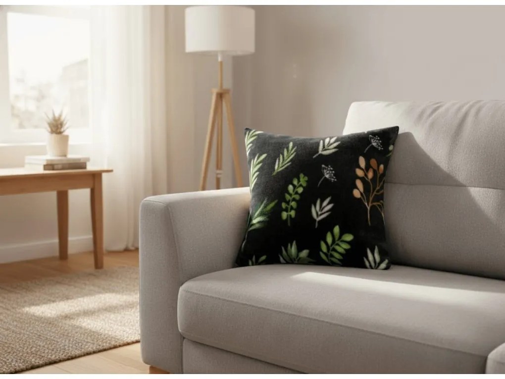 Mikroplüss párnahuzat ZELNOIR 45x45 cm, fekete