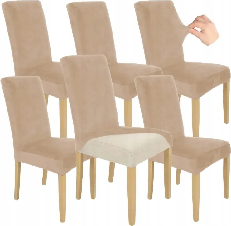 6 Db Székhuzat Bézs Cappuccino Velúr Rugalmas Univerzális