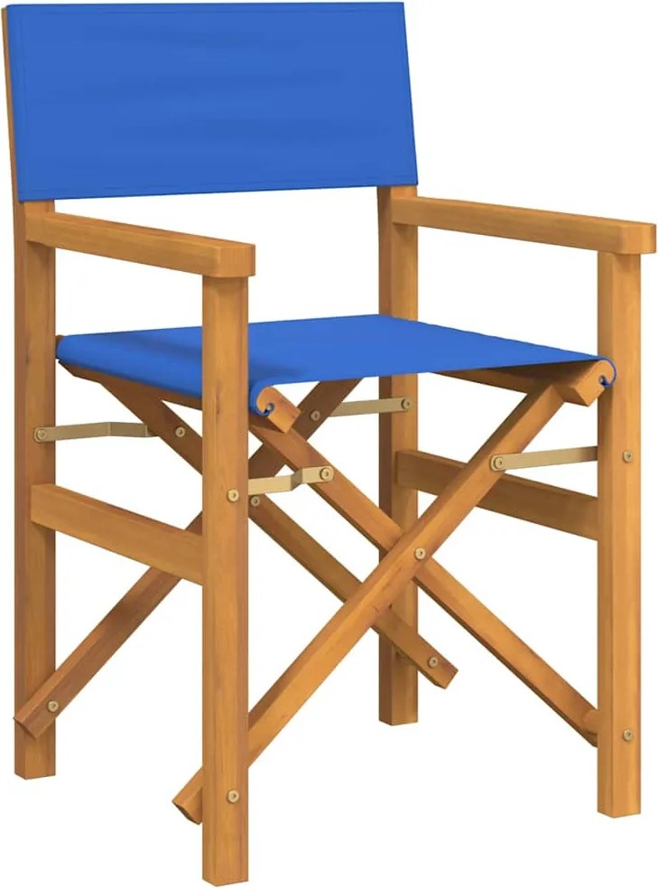 vidaXL Összecsukható rendezői szék Kék tömörfa teak