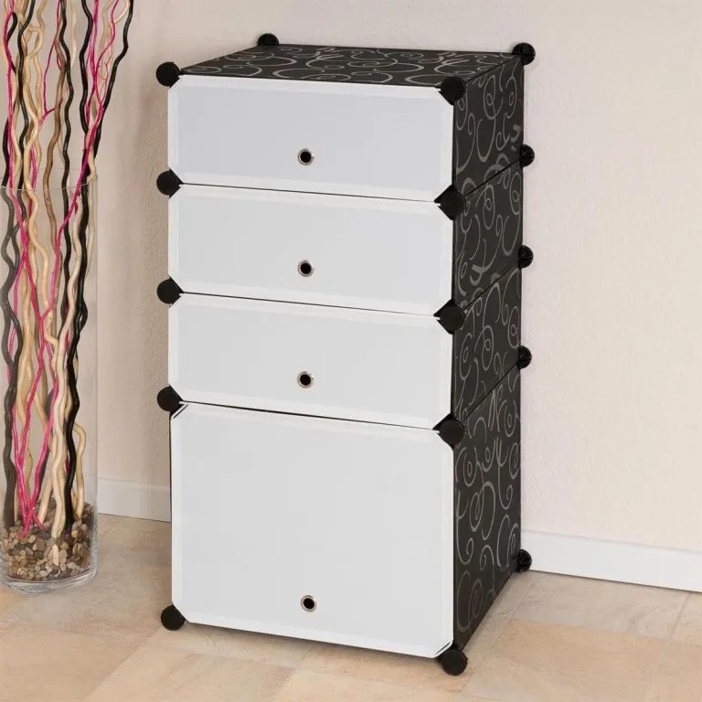 DIVERO Cipőállvány 91 x 48 x 37 cm fekete- fehér