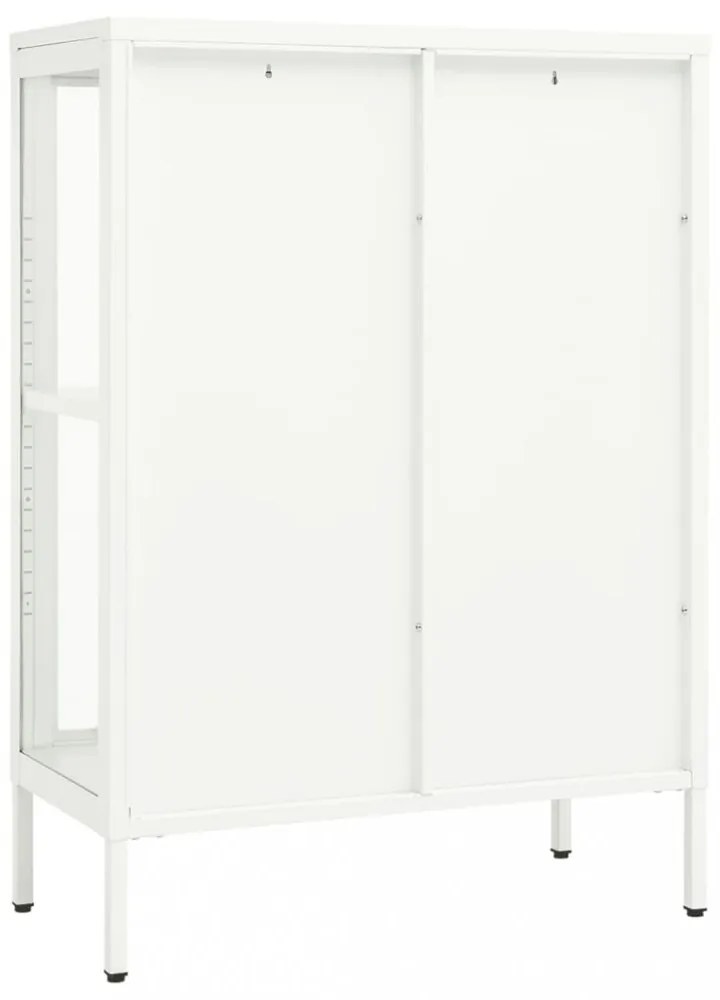 fehér acél és üveg tálalószekrény 75 x 35 x 105 cm