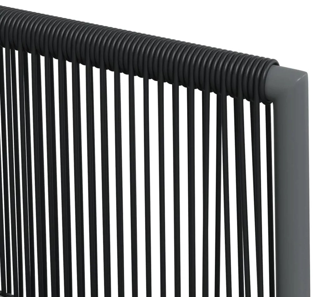 5 részes fekete polyrattan és acél kerti étkezőszett párnákkal