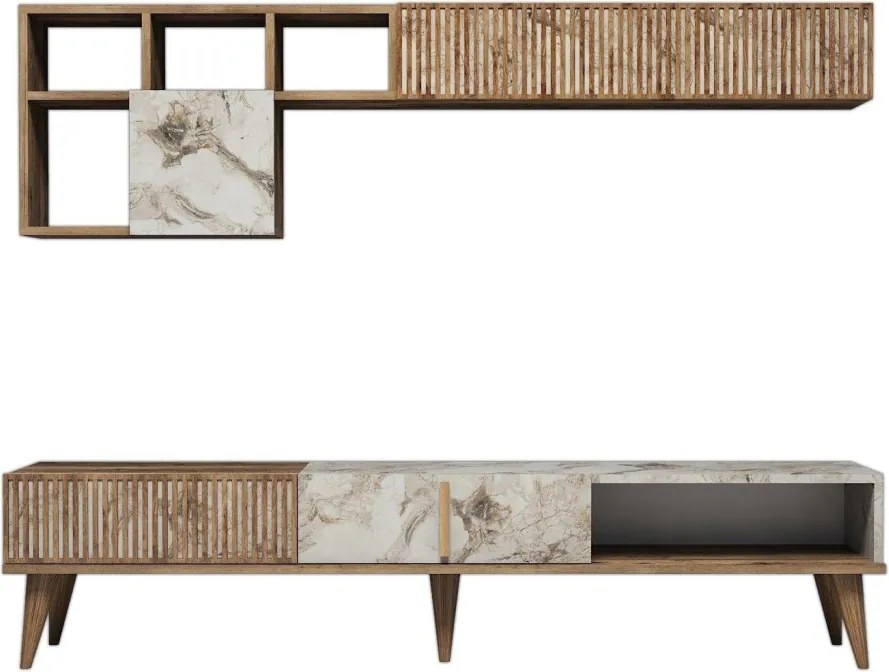 Milan - Walnut, White Marble