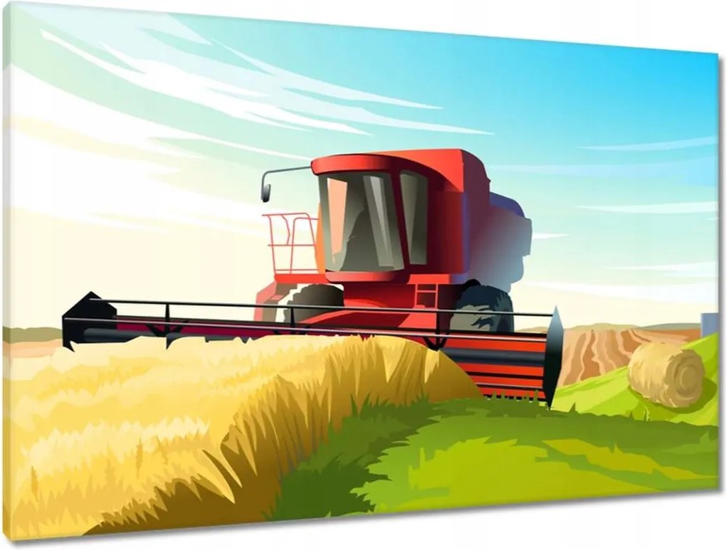 Vászonkép 90x60 Kombájn és idilli táj