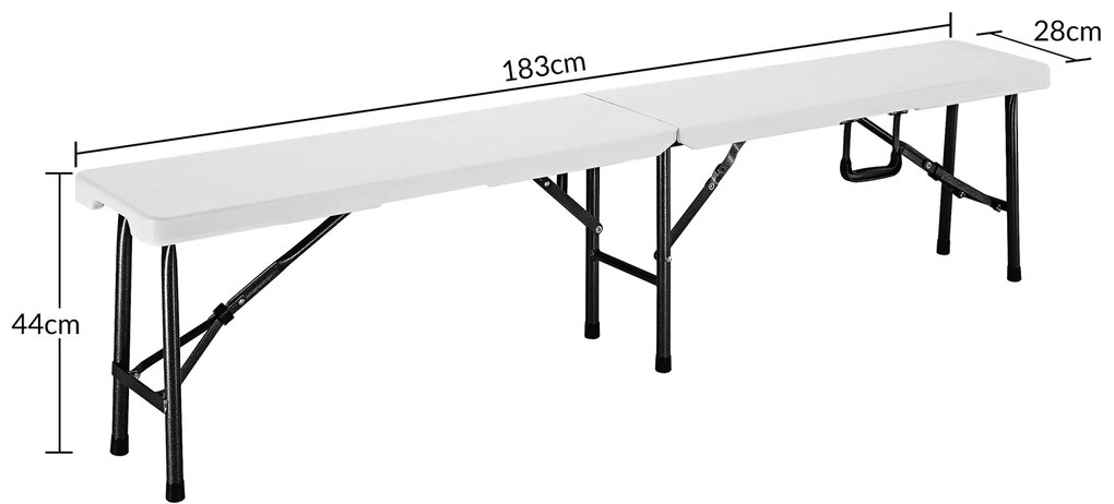Casaria® 2 darabos összecsukható pad szett 180 cm - fehér