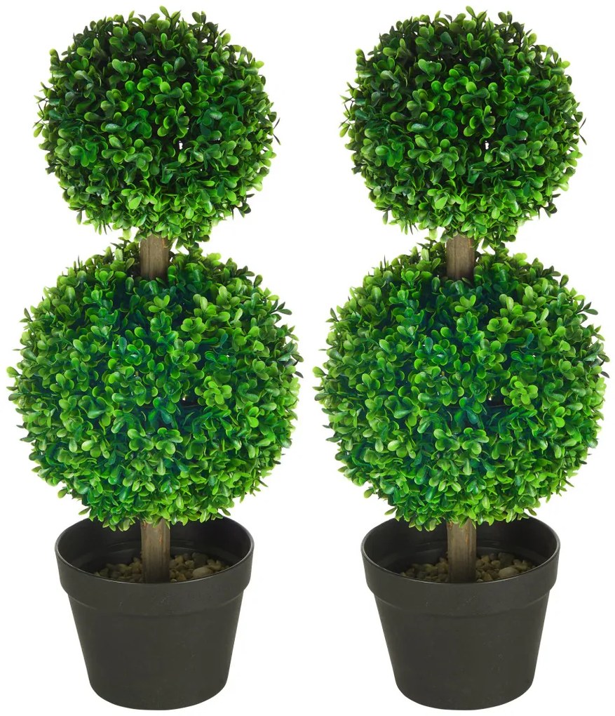 Műnövény szett, 2 db buxus, cserépben 60cm magas