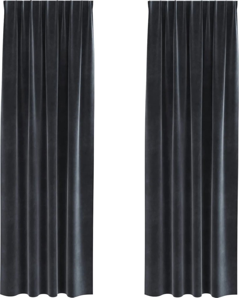 vidaXL Sötétítő függönyök 2 pcs Sötétszürke 140 x 225 cm Bársony