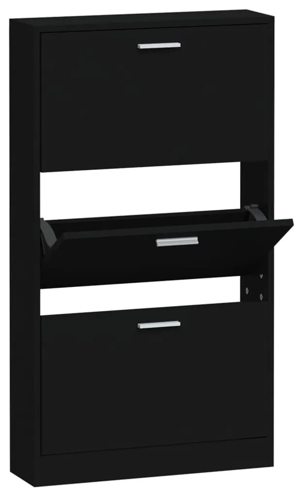 fekete szerelt fa cipősszekrény 59x17x108 cm