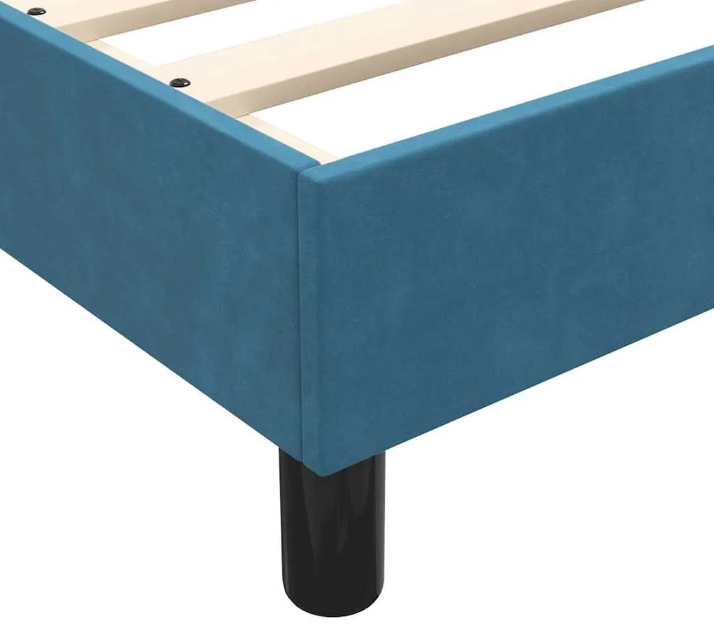 sötétkék bársony rugós ágy matrac nélkül 200x210 cm