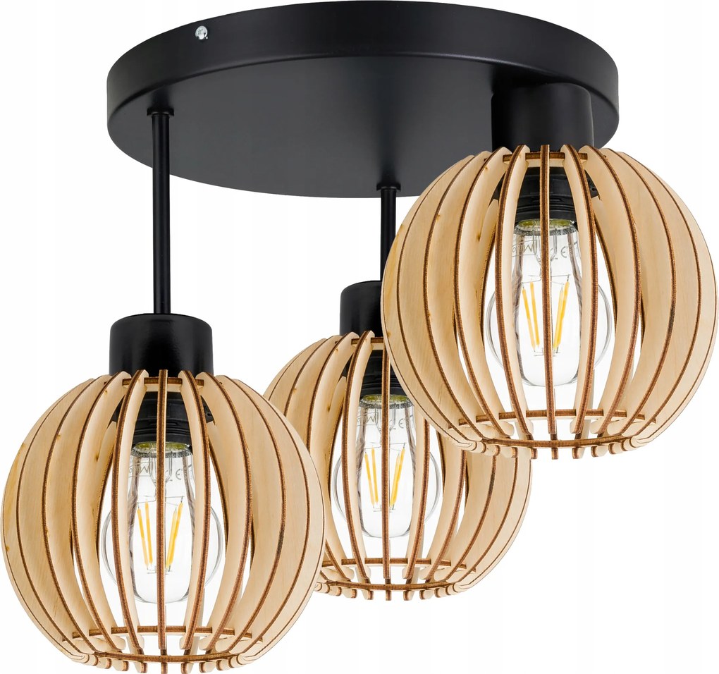 Lámpa plafon mennyezeti csillár fix loft fa 3