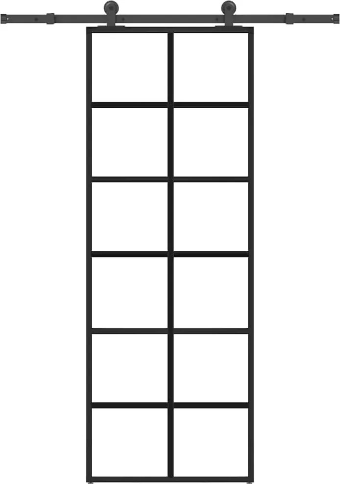 vidaXL ESG üveg és alumínium tolóajtó fémszerelvény-szettel 76x205 cm
