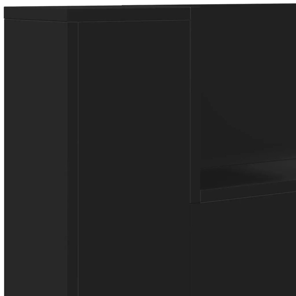 fekete áthidalószekrény LED-világítással 180 x 16,5 x 103,5 cm