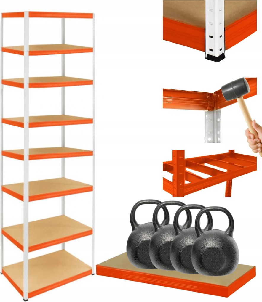 Tárolószekrény fém állvány Helios 270x110x30cm 8Px400kg Tömör Magas