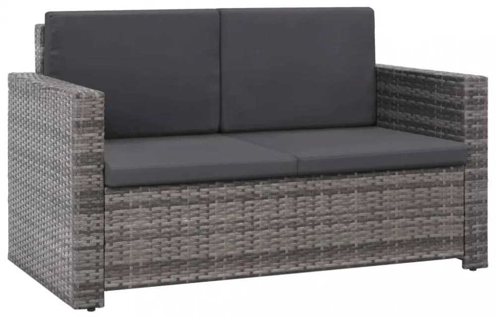 vidaXL 2 részes szürke polyrattan kerti bútorszett párnákkal