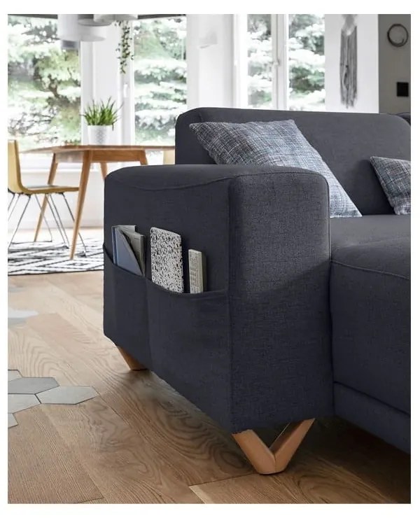 Antracitszürke kinyitható-tárolóhelyes sarokkanapé (jobb oldali-U alakú) Classy Sophie – Miuform