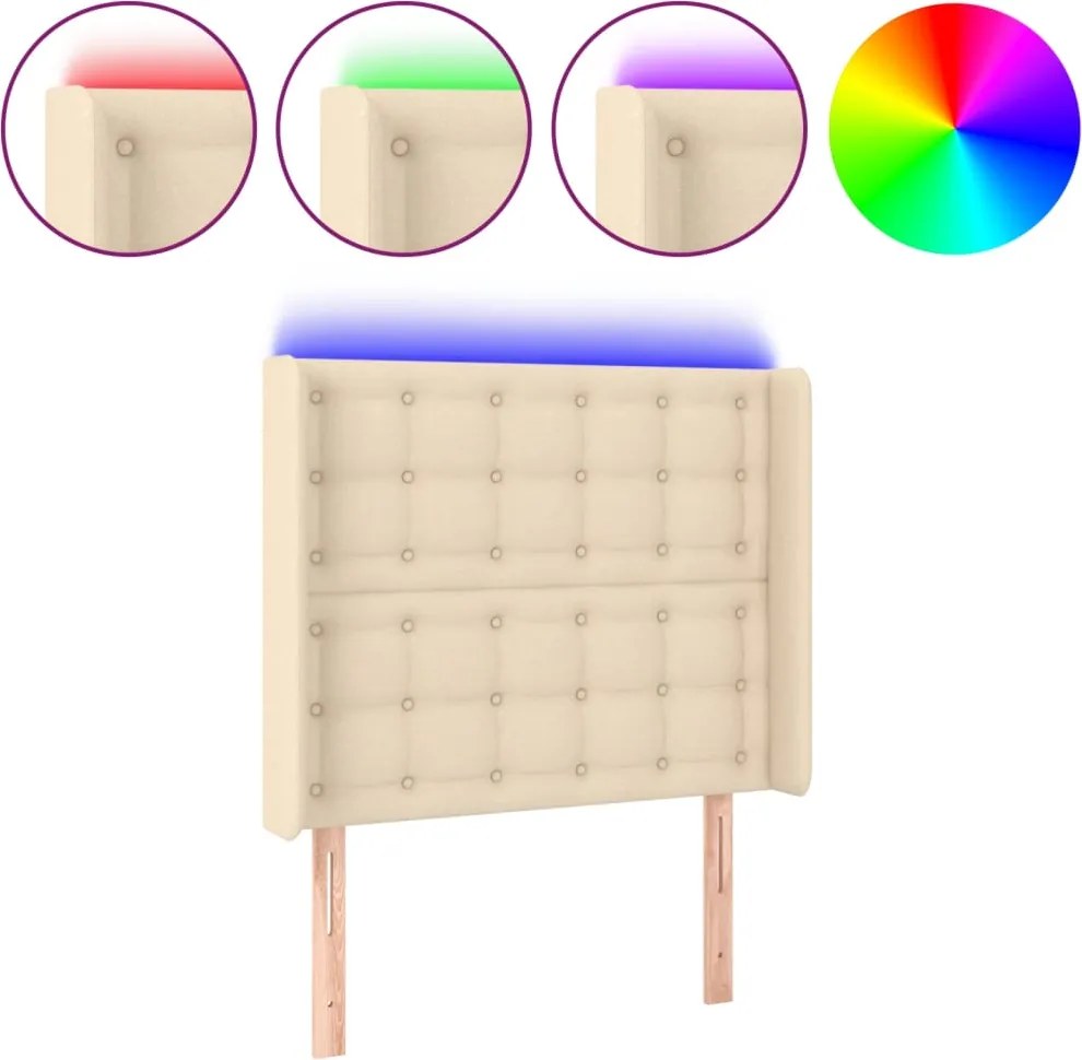 vidaXL krémszínű szövet LED-es fejtámla 103x16x118/128 cm