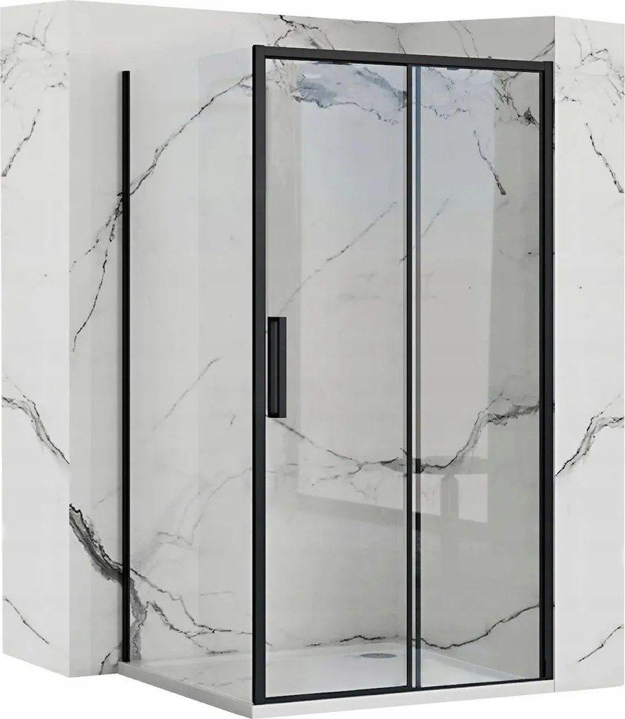 Zuhanykabin 130x80 Fekete Kihúzható Sarok Rea Rapid Slide Black