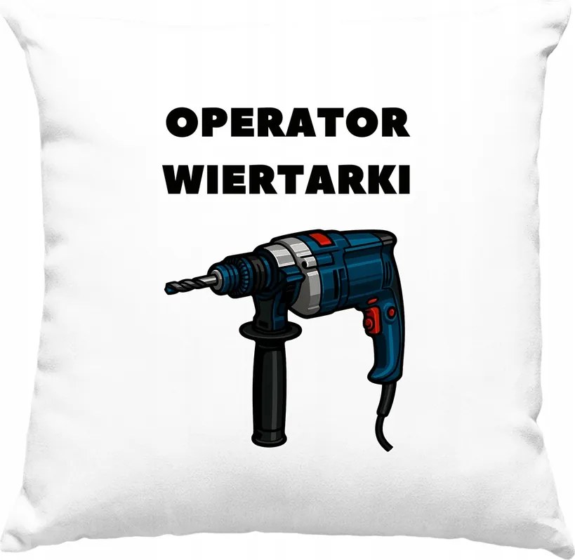 Fúrógép kezelő párna humorral, fehér