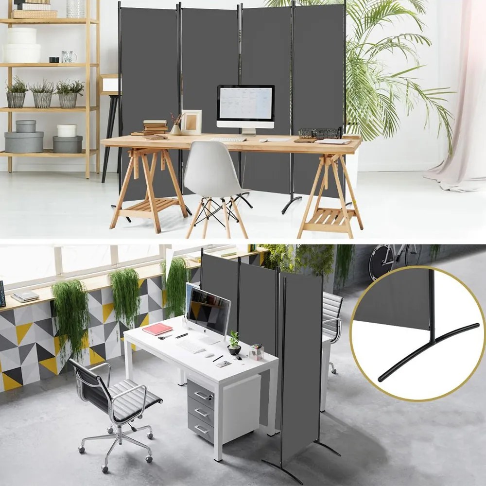 4 paneles paraván 173cm szürke